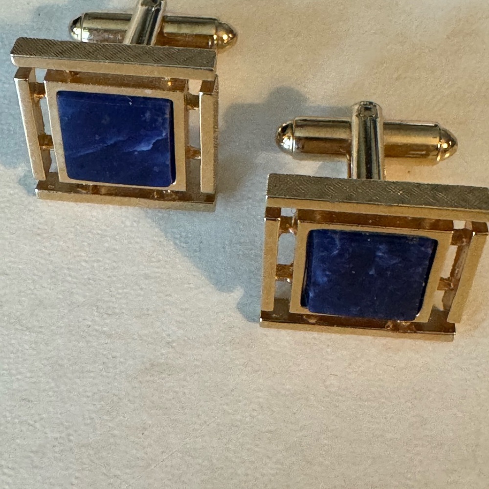 Vintage Danté Blue Hard Stone (Sodalite?) Cufflinks